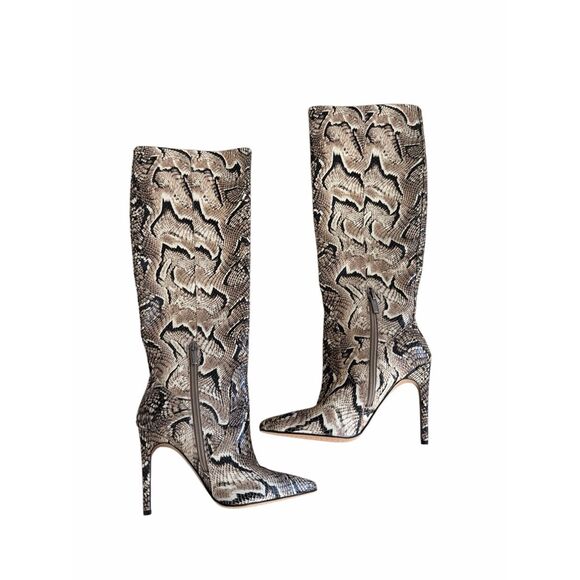 Vince Camuto Knee High Boots Leather Fendel Snake Print Stiletto Heel NEW - Picture 3 of 8